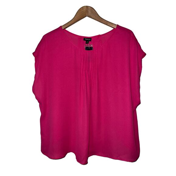 Torrid Top Womens 1X Hot Pink Envelope Back Boxy Crop Pintuck Cool Girl Fairy - Picture 6 of 11